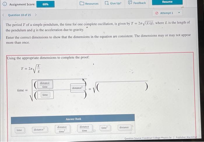 Assignment Score 68 Using The Appropriate Dimensions To Complete The Proof 2 T 2x Time Question 18 Of 25 1
