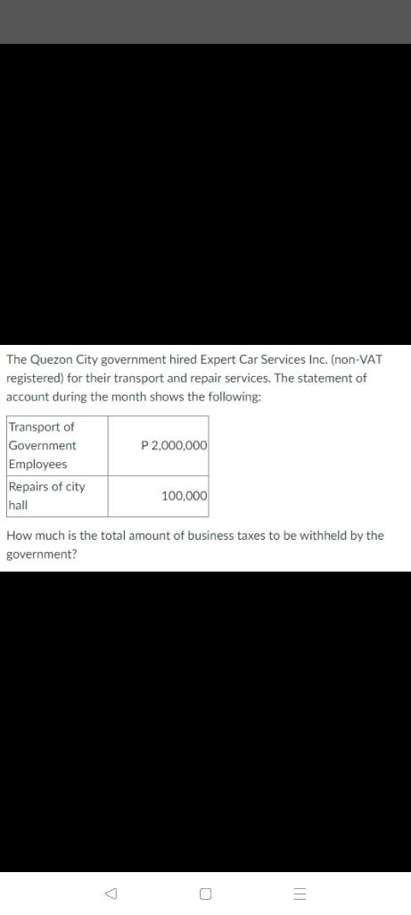 The Quezon City Government Hired Expert Car Services Inc Non Vat Registered For Their Transport And Repair Services 1