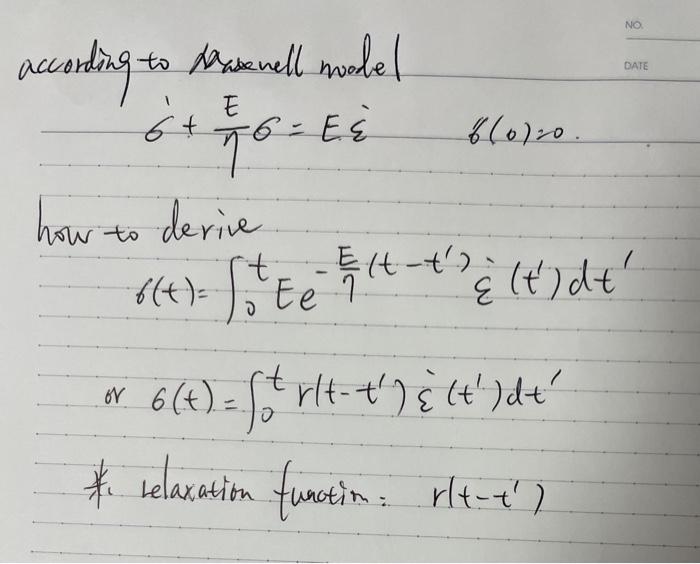 According To Assnell Monde 6 7 6 E E How To Derive 6 0 20 No Or 6 T F T Rlt T T Dt Relaxatio 1