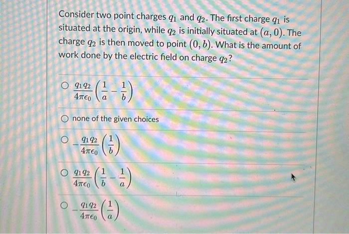Consider Two Point Charges Q And 92 The First Charge Q Is Situated At The Origin While Q2 Is Initially Situated At 1
