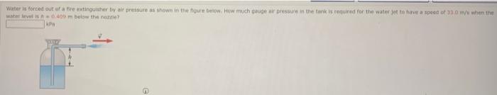 Water Is Forced Out Of A Fire Extinguisher By Air Pressure As Shown In The Figure Below How Much Gauge Air Pressure In 1