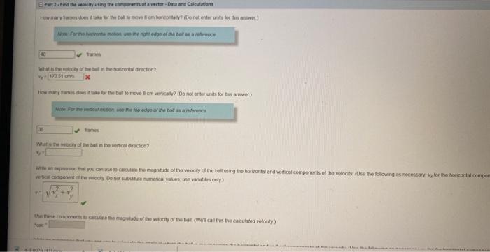 Part Find The Velocity Using The Components Of A Vector Data And Calculations How Many Times Dont Take For The Ball To M 1