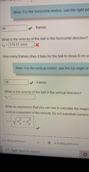 Part Find The Velocity Using The Components Of A Vector Data And Calculations How Many Times Dont Take For The Ball To M 3