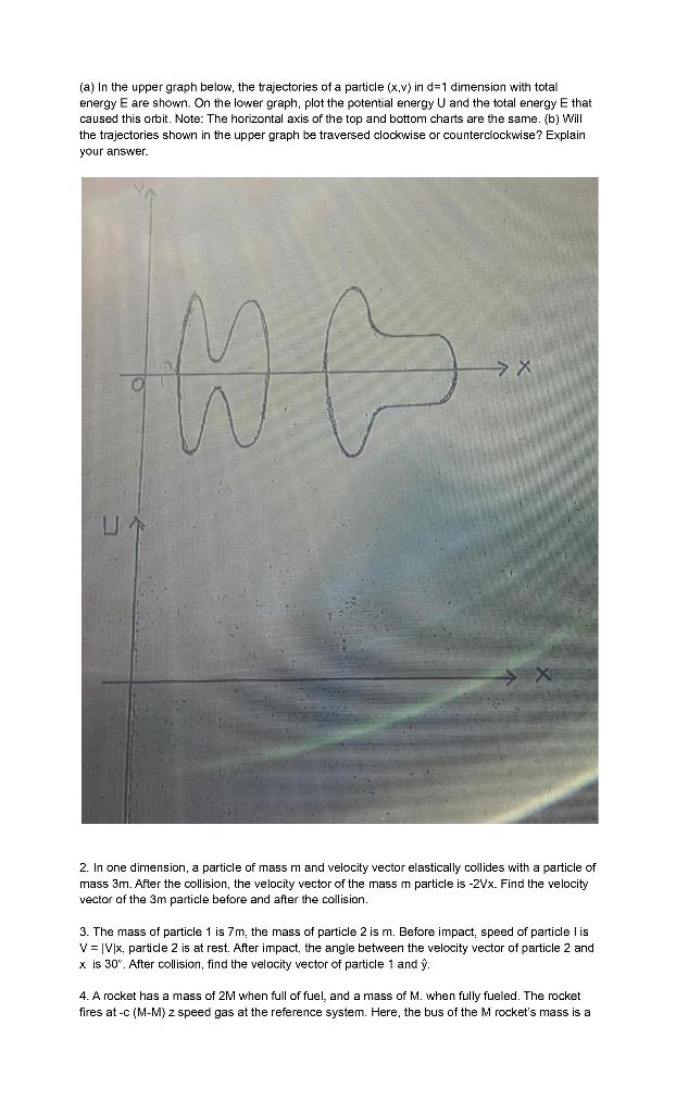 A In The Upper Graph Below The Trajectories Of A Particle X V In D 1 Dimension With Total Energy E Are Shown On Th 1