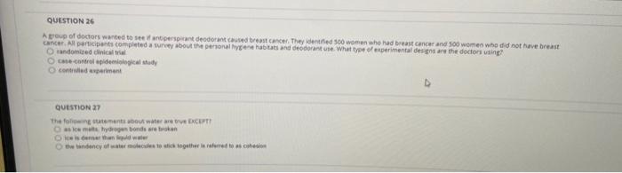 Question 26 A Group Of Doctors Wanted To See If Antiperspirant Deodorant Caused Breast Cancer They Identified 500 Women 1