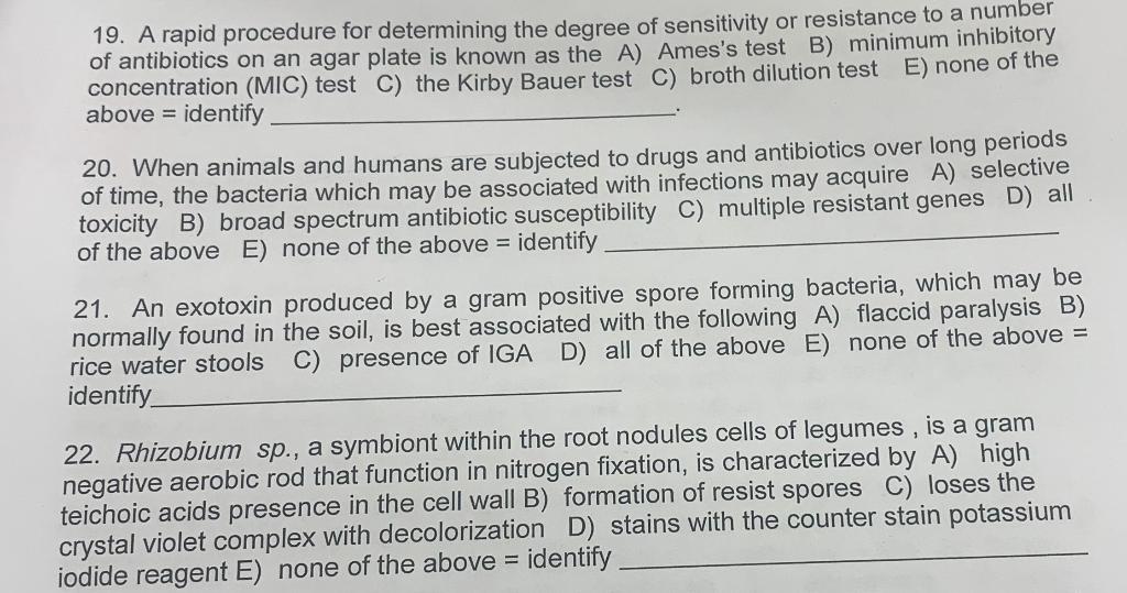 19 A Rapid Procedure For Determining The Degree Of Sensitivity Or Resistance To A Number Of Antibiotics On An Agar Plat 1