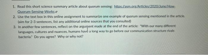 1 Read This Short Science Summary Article About Quorum Sensing Https Asm Org Articles 2020 June How Quorum Sensing 1