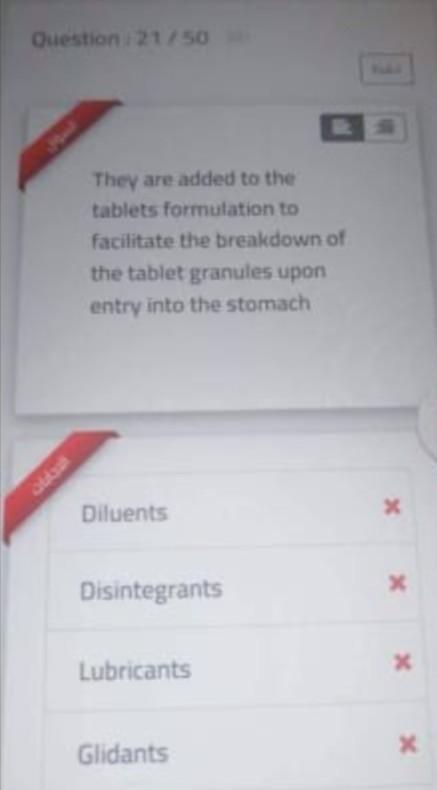 Question 20 50 Water Proofing Of Tablets Not Important For Sugar Coating By Sub Coating Of Tablets Affects Adhesion O 5