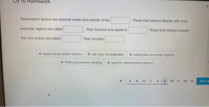 Ch 16 Homework Transcription Factors Are Required Inside And Outside Of The Promoter Regions Are Called The Core Protei 1