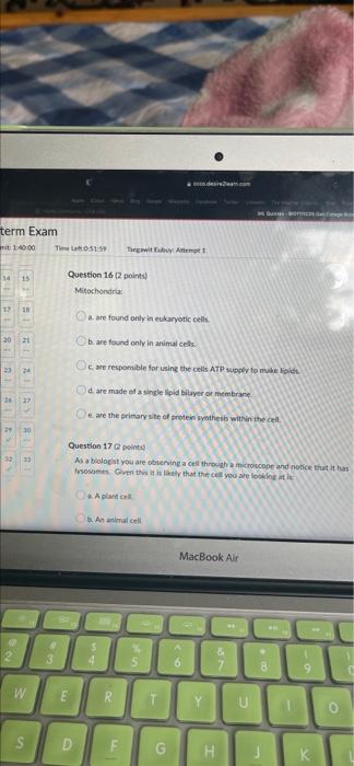 M Exam 40 00 Timela 0 53 52 2 W S Tega Edy Aung 1 Oe Is The Final Electron Acceptor In The Electron Transport Chain Ques 7