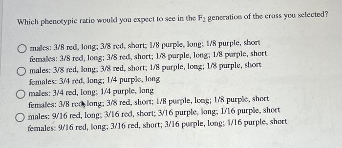 In A Hypothetical Insect Species Eye Color May Be Purple Or Red And Wings May Be Long Or Short The Table Shows The Res 2