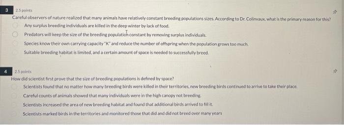 3 2 5 Points Careful Observers Of Nature Realized That Many Animals Have Relatively Constant Breeding Populations Sizes 1