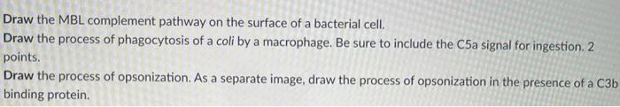 Draw The Mbl Complement Pathway On The Surface Of A Bacterial Cell Draw The Process Of Phagocytosis Of A Coli By A Macr 1