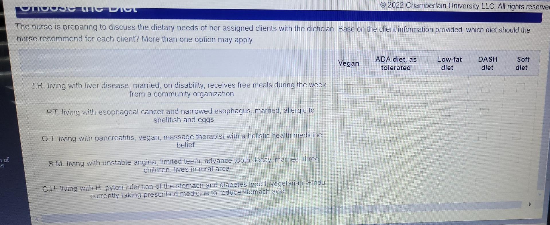 Nof S The Nurse Is Preparing To Discuss The Dietary Needs Of Her Assigned Clients With The Dietician Base On The Client 1