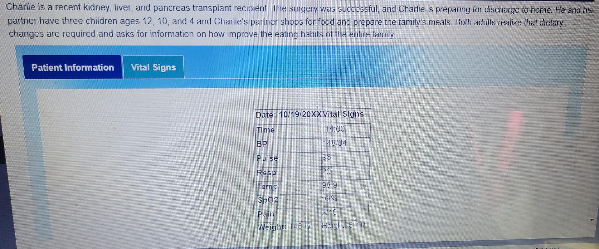 Charlie Is A Recent Kidney Liver And Pancreas Transplant Recipient The Surgery Was Successful And Charlie Is Prepari 1