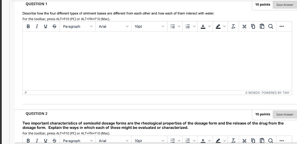 Question 1 Describe How The Four Different Types Of Ointment Bases Are Different From Each Other And How Each Of Them In 1