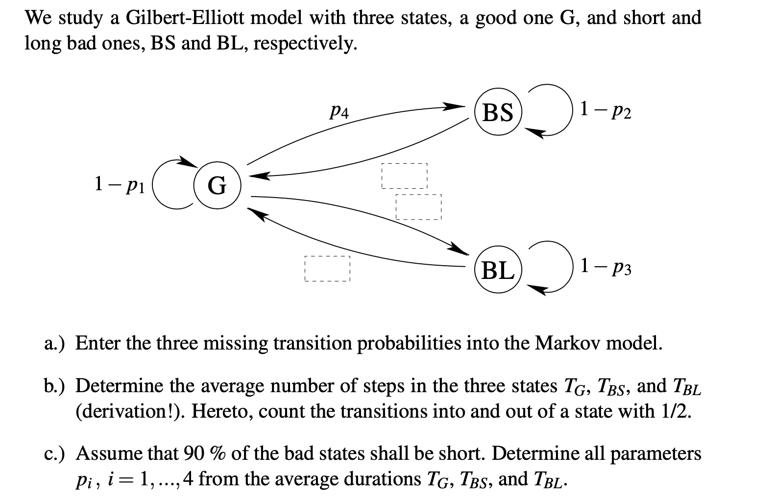We Study A Gilbert Elliott Model With Three States A Good One G And Short And Long Bad Ones Bs And Bl Respectively 1