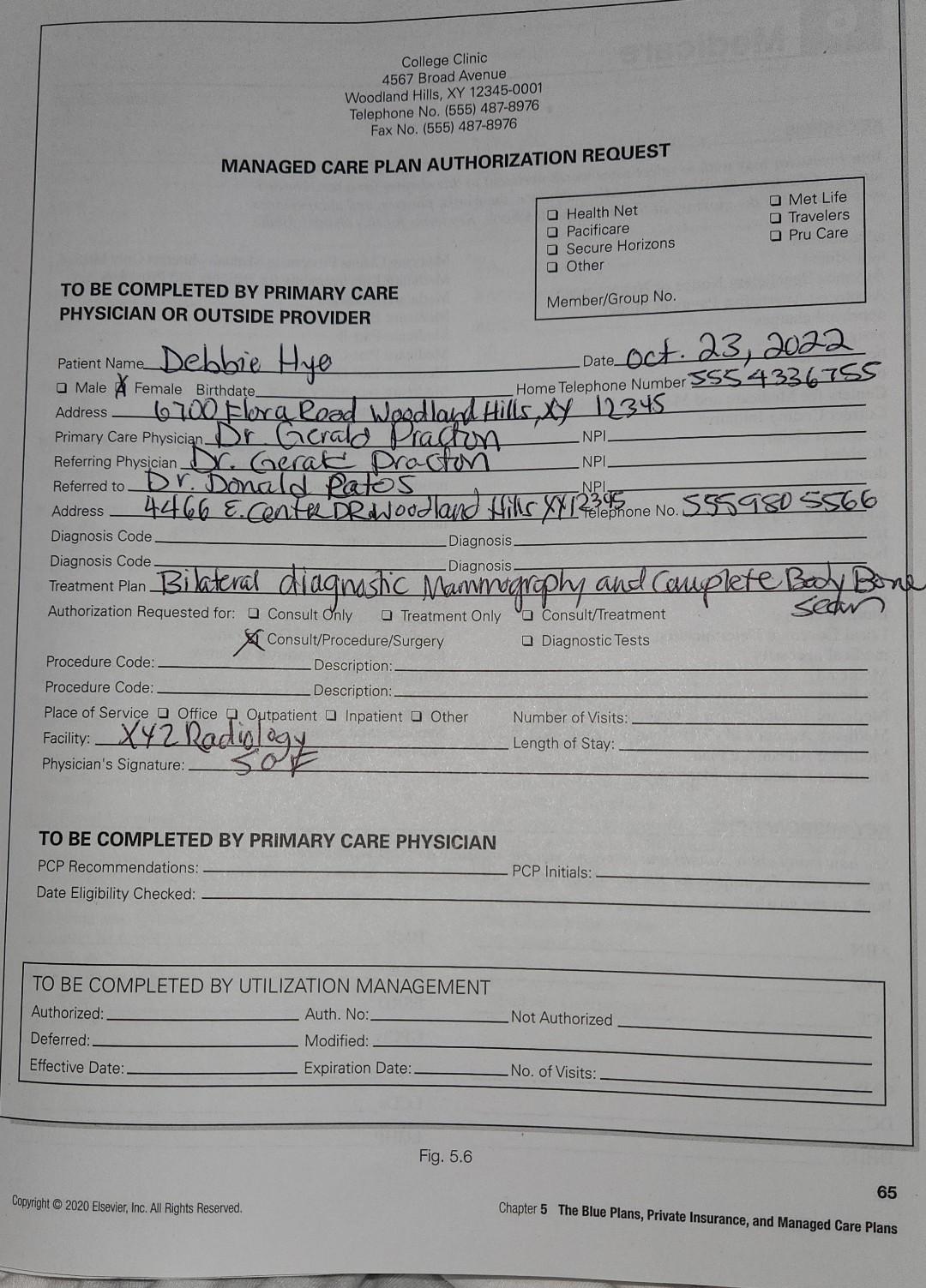 College Clinic 4567 Broad Avenue Woodland Hills Xy 12345 0001 Telephone No 555 487 8976 Fax No 555 487 8976 Manag 1