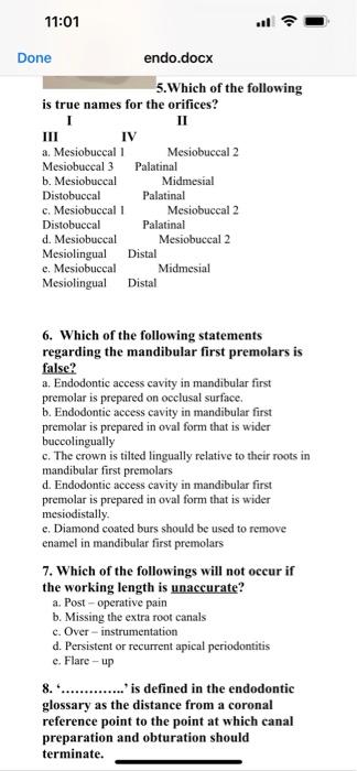 11 01 Done Is True Names For The Orifices I Ii Iii A Mesiobuccal 1 Mesiobuccal 3 B Mesiobuccal Distobuccal C Mesiobu 1