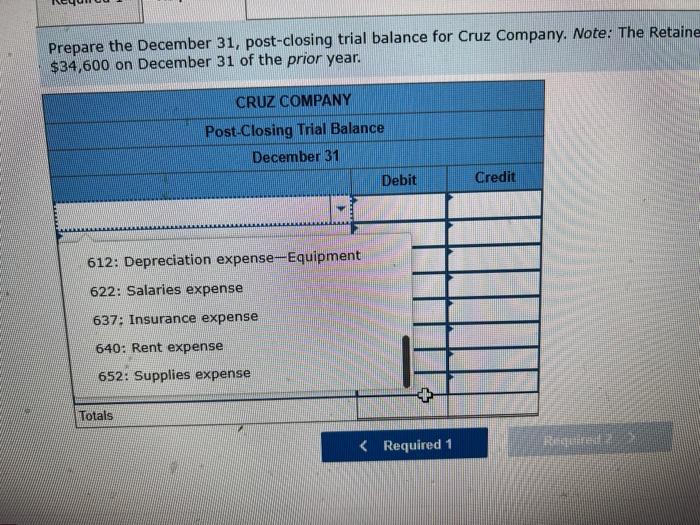 The Following Adjusted Trial Balance Contains The Accounts And Year End Balances Of Cruz Company As Of December 31 No A 4