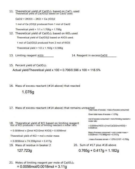 Stoichiometry A Precipitation Reaction And Limiting Reagent Calculations Name Lab Partners Show The Equations Used Fo 2