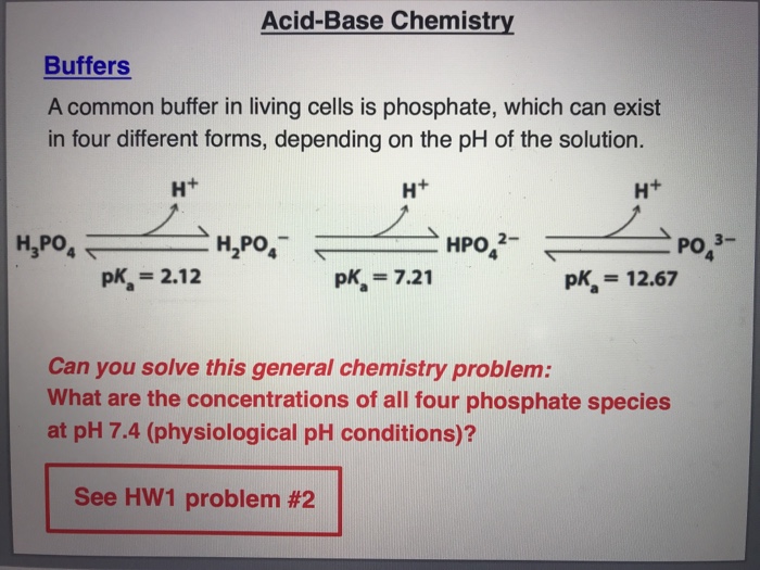 Buffers A Common Buffer In Living Cells Is Phosphate Which Can Exist In Four Different Forms Depending On The Ph Of Th 1
