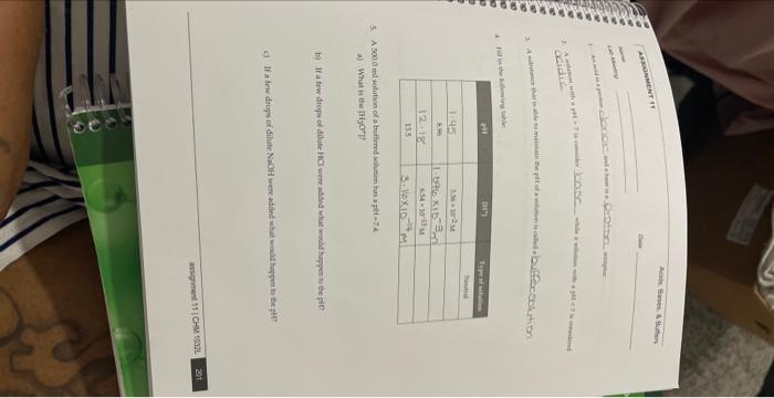 Assignment Ame Lat Memy Cloccc Distry 2 With P7ass Mheas Acidic 3 That The Offer Solution 4 Fill In The Following Table 1