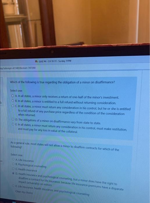 Th Quiz 4 Ch 10 11 Sunday 11pm Hplattempt4134638cmid 747280 Which Of The Following Is True Regarding The Obligation Of 1