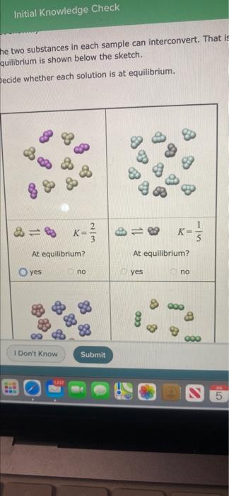 Initial Knowledge Check He Two Substances In Each Sample Can Interconvert That Is Quilibrium Is Shown Below The Sketch 1
