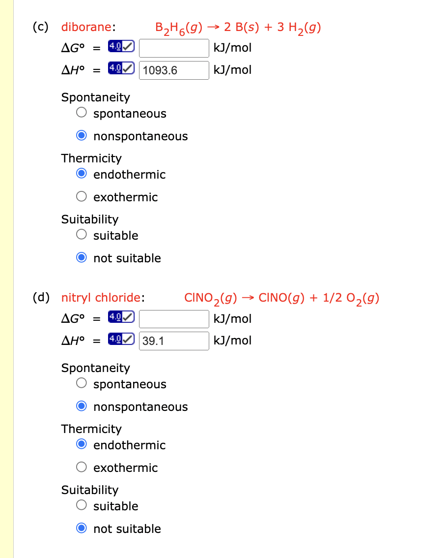 C Diborane Ag 4 0 Ah Spontaneity 4 0 1093 6 Spontaneous Nonspontaneous Thermicity B H6 G 2 B S 3 H G Kj 1