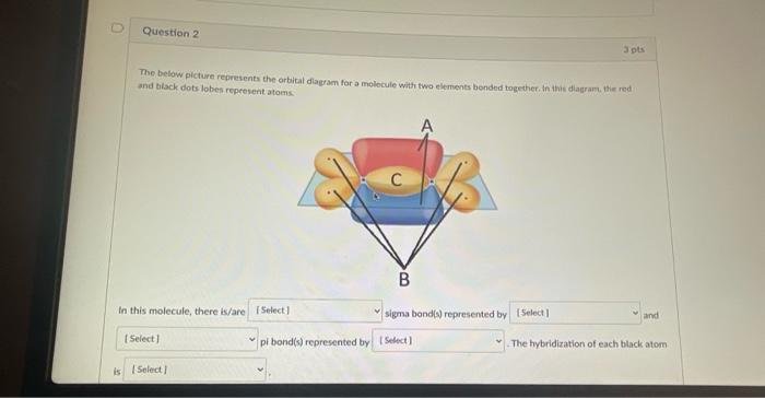 Question 2 Is In This Molecule There Is Are Select Select The Below Picture Represents The Orbital Diagram For A Mo 1