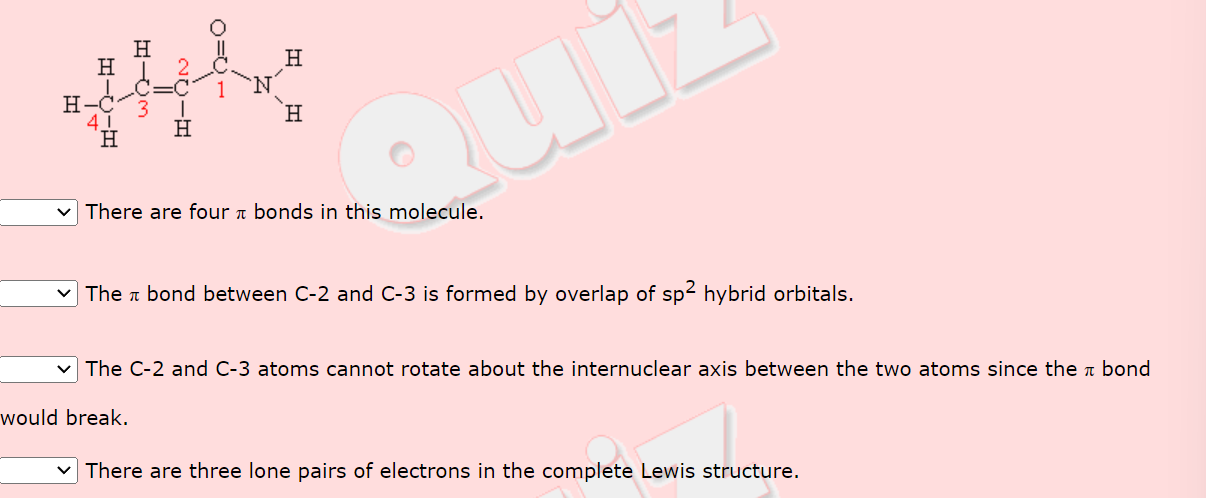 H H H H Om Cih O Q H H Qui There Are Four Bonds In This Molecule The Bond Between C 2 And C 3 Is Formed By Overla 1