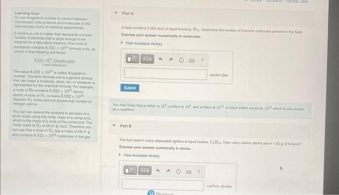 Learning Goal To Use Avogadro S Number To Convert Between Microscopic Units Of Atoms And Molecules To The Macroscopic Wo 1