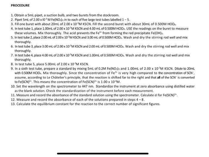 Chemistry 112 Determination Of An Equilibrium Constant Introduction When Two Or More Reactants Are Mixed Together And P 2