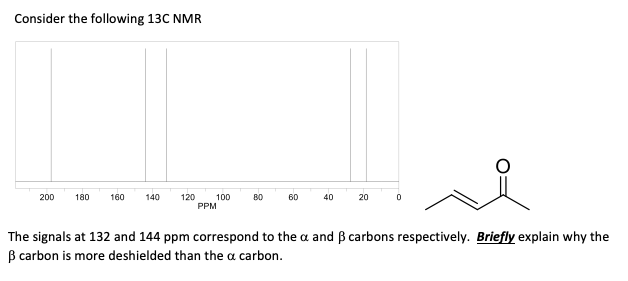 Consider The Following 13c Nmr 200 180 160 140 120 100 Ppm 80 60 40 20 0 The Signals At 132 And 144 Ppm Correspond To Th 1