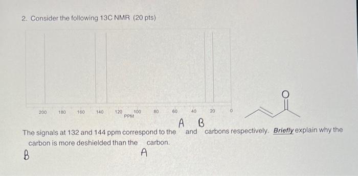 2 Consider The Following 13c Nmr 20 Pts 200 180 160 140 120 100 Ppm 80 60 The Signals At 132 And 144 Ppm Correspond T 1