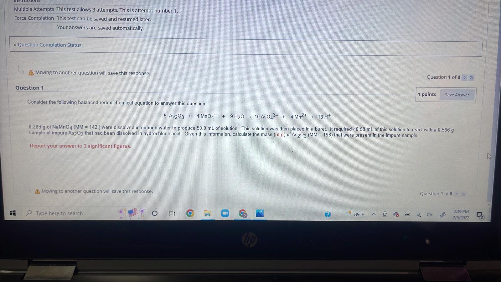 Multiple Attempts This Test Allows 3 Attempts This Is Attempt Number 1 Force Completion This Test Can Be Saved And Res 1