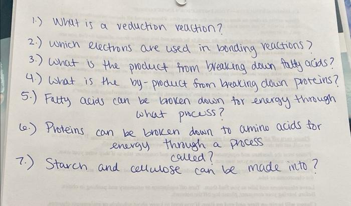 1 What Is A Reduction Reaction 2 Which Elections Are Used In Bonding Reactions 3 What Is The Product From Breaki 1