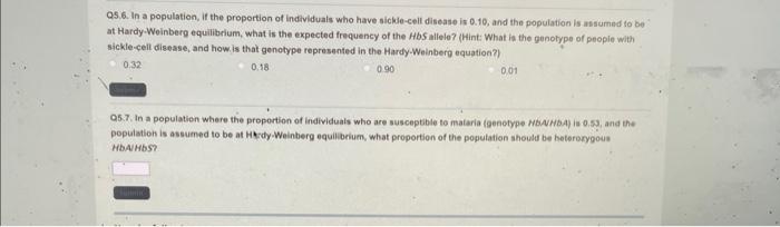 Q5 6 In A Population If The Proportion Of Individuals Who Have Sickle Cell Disease Is 0 10 And The Population Is Assu 1