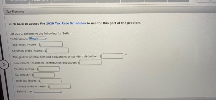 Instructions Note This Problem Is For The 2020 Tax Year Beth R Jordan Lives At 2322 Skyview Road Mesa Az 85201 She 6