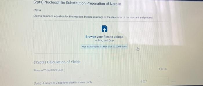 2pts Nucleophilic Substitution Preparation Of Nerolin 2pts Draw A Balanced Equation For The Reaction Include Drawin 1
