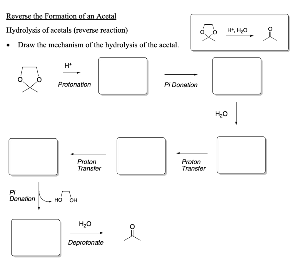 Reverse The Formation Of An Acetal Hydrolysis Of Acetals Reverse Reaction Draw The Mechanism Of The Hydrolysis Of The 1