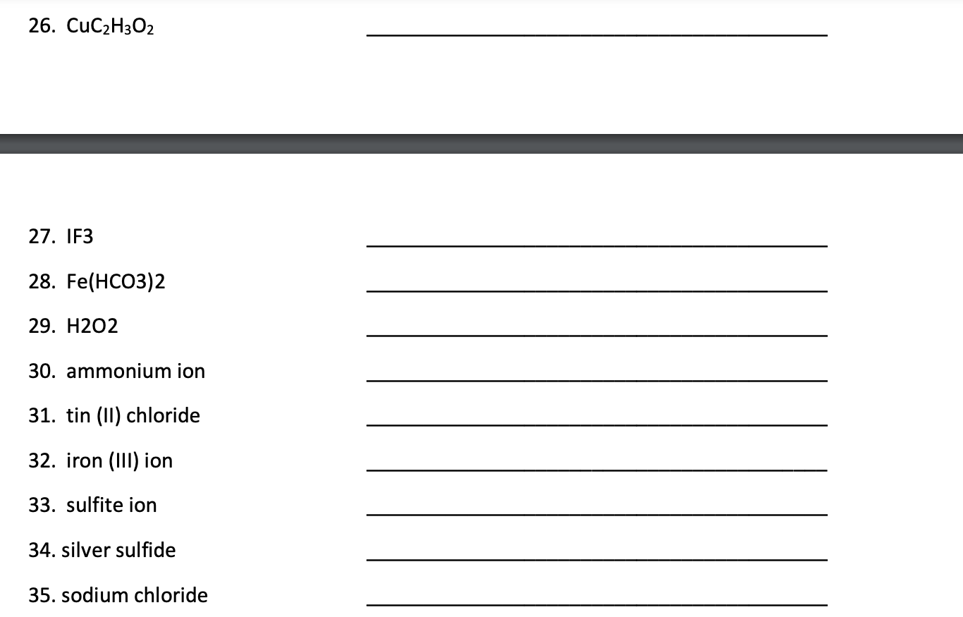 Name These Elements Given The Formula Or Give The Formula Given The Name 1