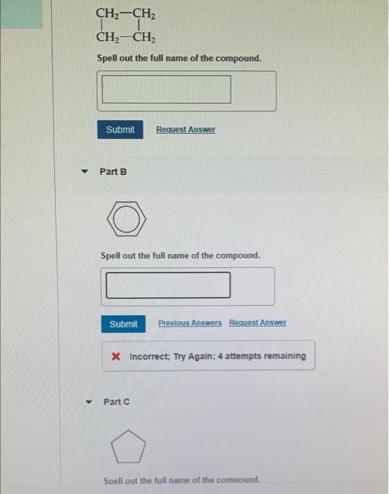 Y Ch Ch Tu Ch Ch Spell Out The Full Name Of The Compound Submit Request Answer Part B Spell Out The Full Name Of 1