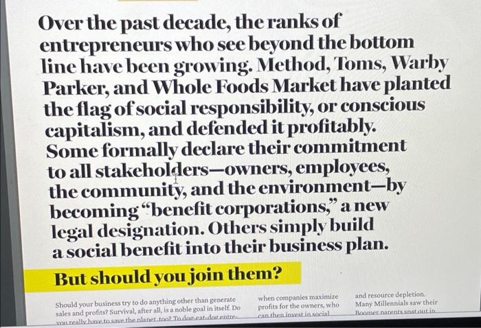 The Short Article About Conscious Capitalism Presents Two Very Different Views Of The Moral Imperative Of Businesses Ea 2