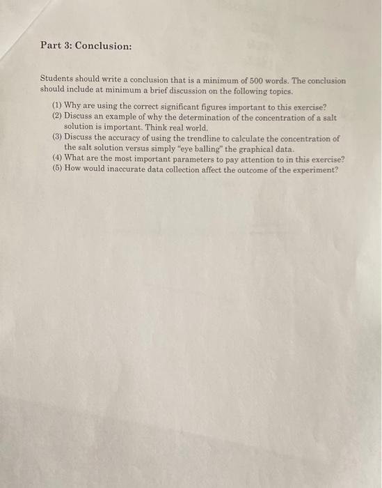 Part 3 Conclusion Students Should Write A Conclusion That Is A Minimum Of 500 Words The Conclusion Should Include At 1