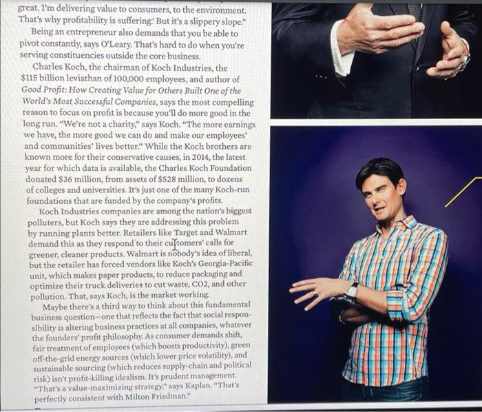 The Short Article About Conscious Capitalism Presents Two Very Different Views Of The Moral Imperative Of Businesses Ea 7