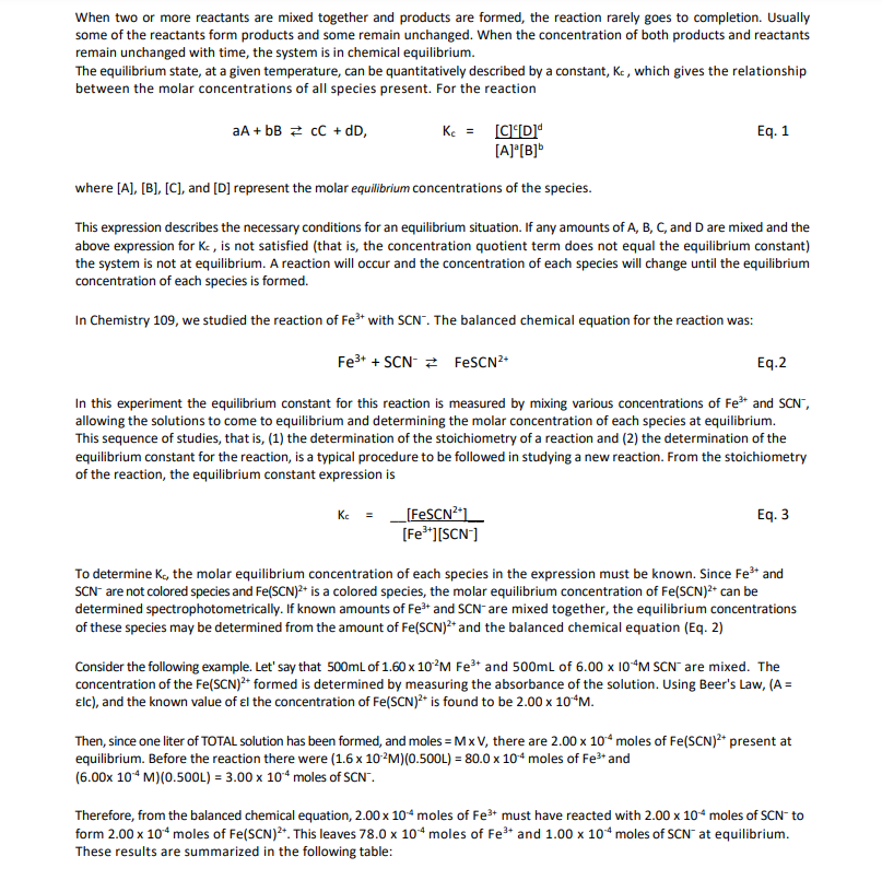 When Two Or More Reactants Are Mixed Together And Products Are Formed The Reaction Rarely Goes To Completion Usually S 1