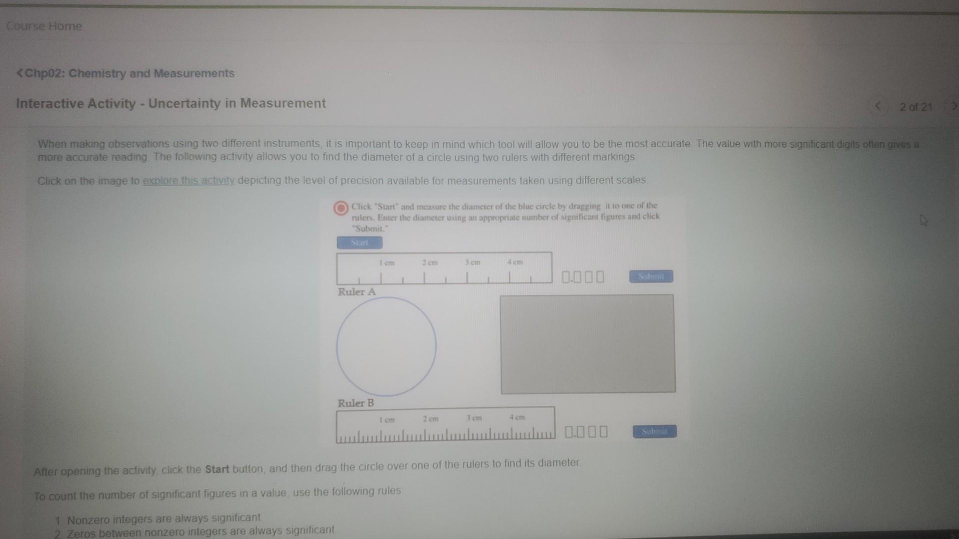 Course Home Chp02 Chemistry And Measurements Interactive Activity Uncertainty In Measurement When Making Observation 1