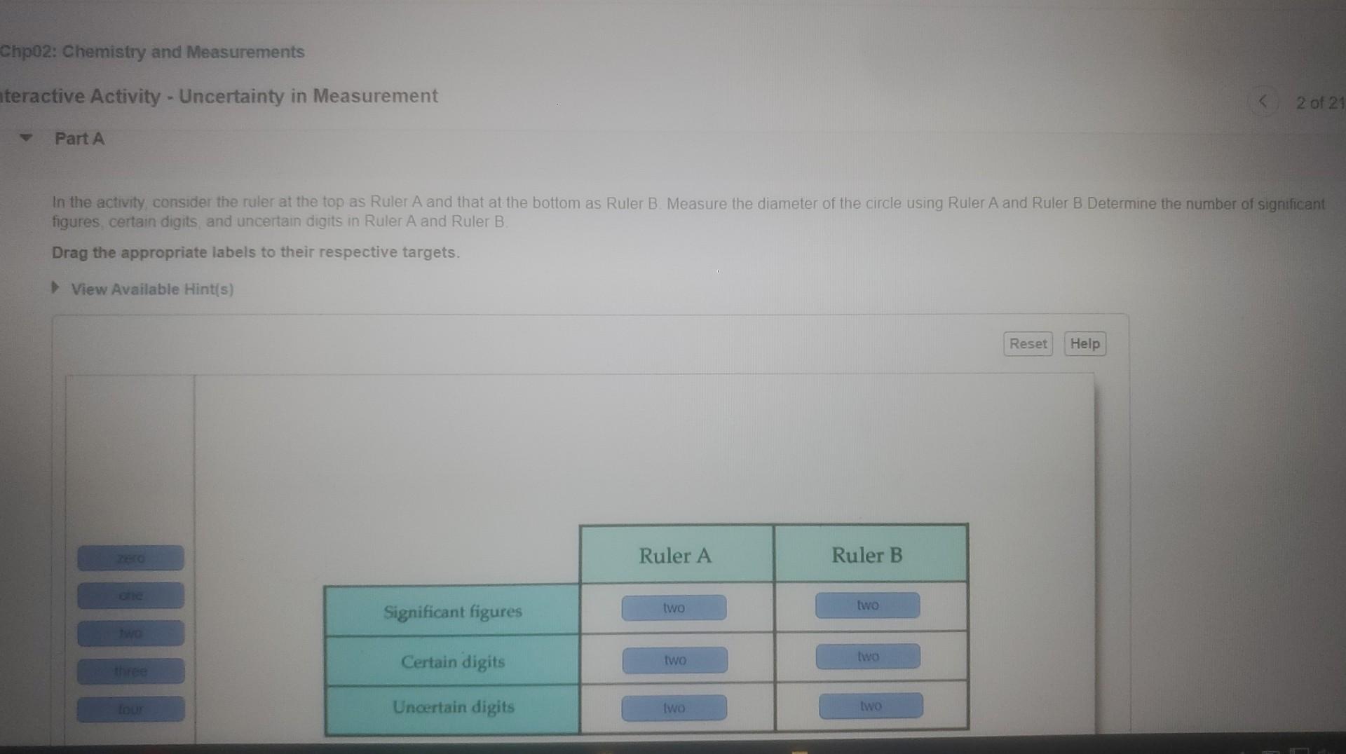Course Home Chp02 Chemistry And Measurements Interactive Activity Uncertainty In Measurement When Making Observation 2